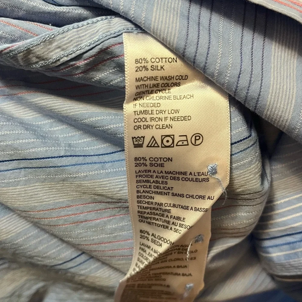 Men’s Tommy Bahama Button Down Blue with Rainbow Stripes Large - Picture 3 of 5